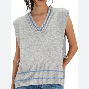 Free People Gray and Blue Sweater Vest